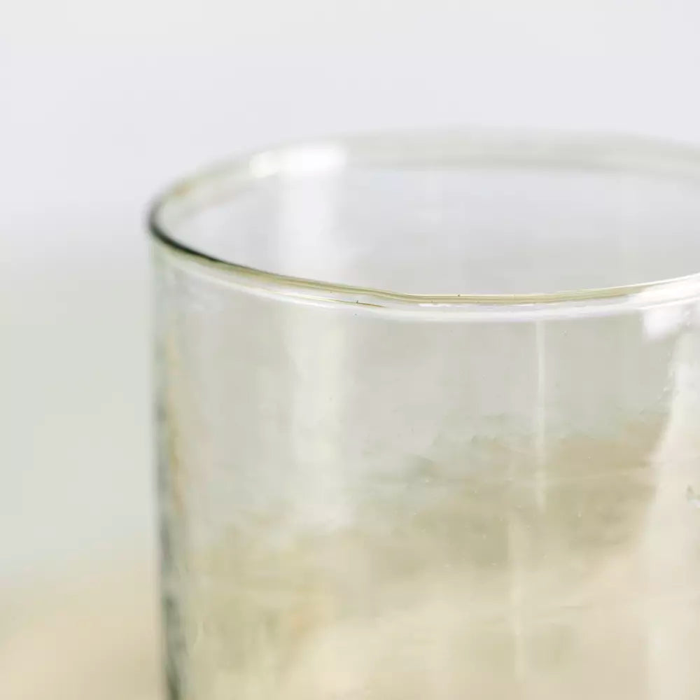 Wynton Hammered Glass Lantern with Marble Base